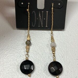 NWT! INC Black Agate Stone Dangle Earrings! Gorgeous!!!❣️